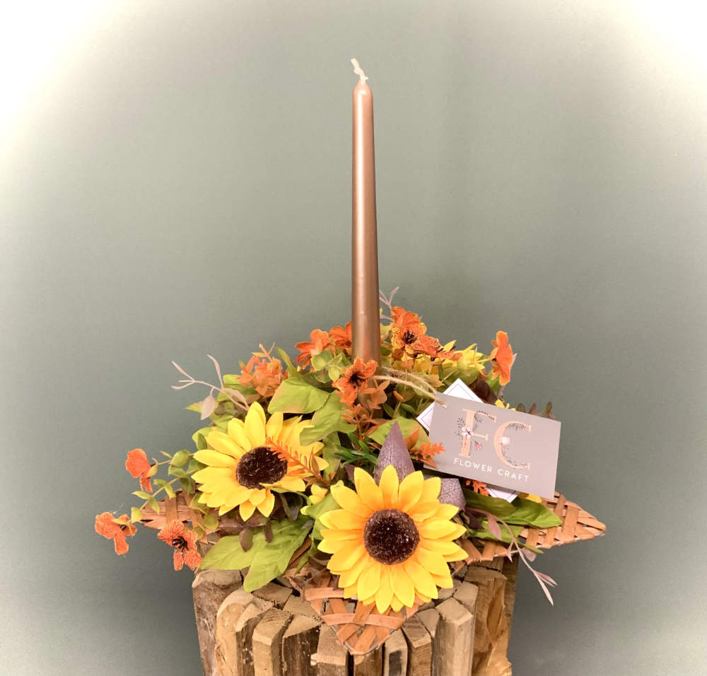 dried silk candle arrangement hand tied flower arrangement flower craft barrow in furness cumbria