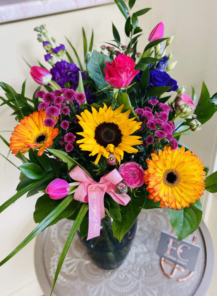 mothers day flowers bright vase arrangement with vase barrow in furness cumbria flower craft ainslie street