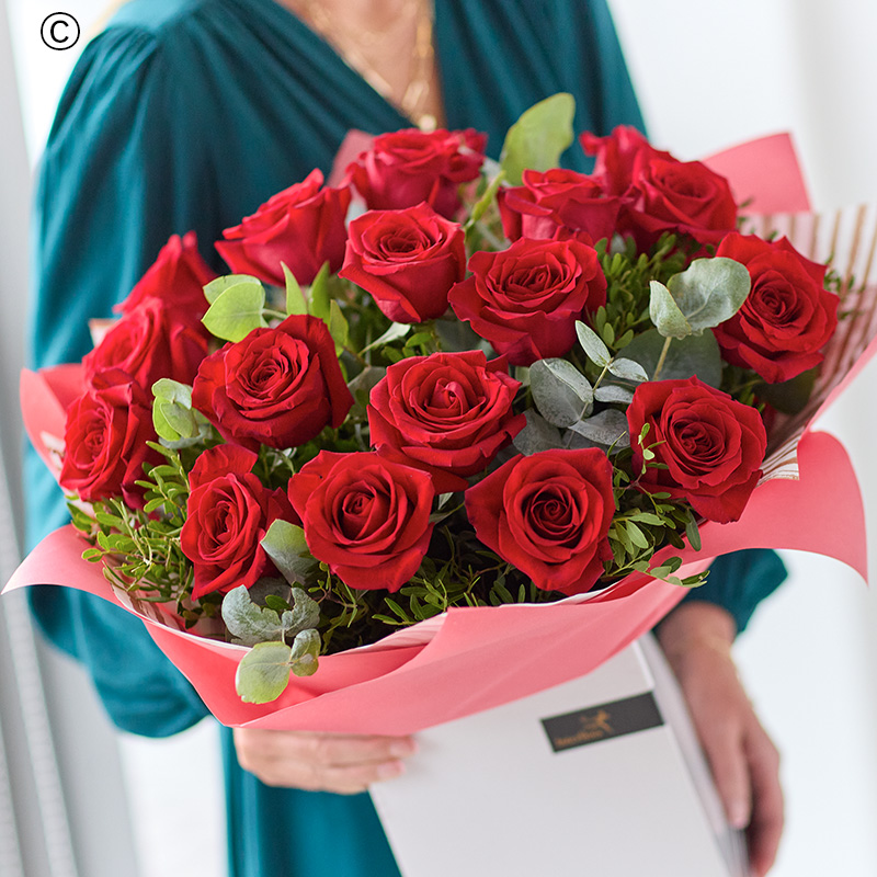 Eightin Roses Eighteen Red Roses Hand-tied - Flower Craft